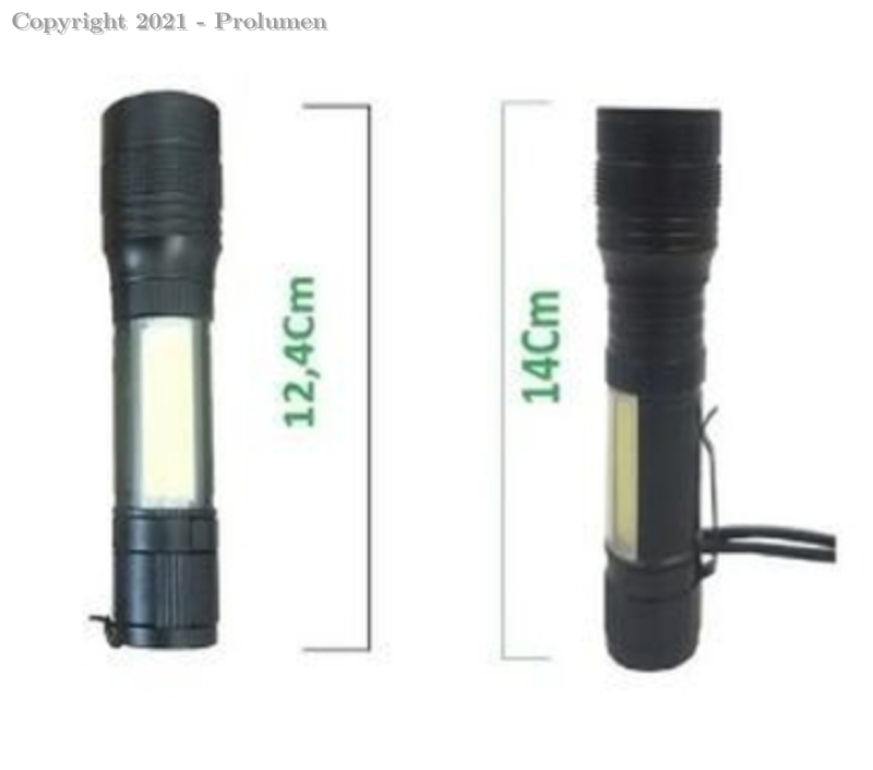 Lanterna Tática 38.000 lumens LED COB lateral super potente e carregador interno USB