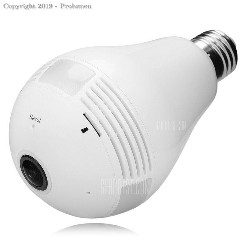 Lâmpada LED, Câmera IP Wifi Panorâmica , Espiã - 360°