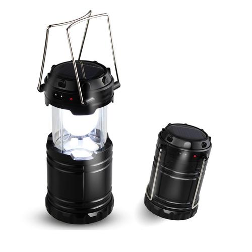 Luminária/ Lanterna/ Lampião com LEDs - Solar/Fotovoltaico - Recarregável - Com porta USB/ carregador para dispositivos portáteis.