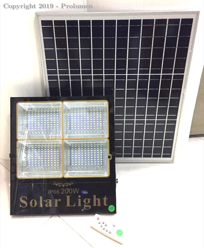 Luminária / Refletor Solar fotovoltaica 200 W - 20000 lumens