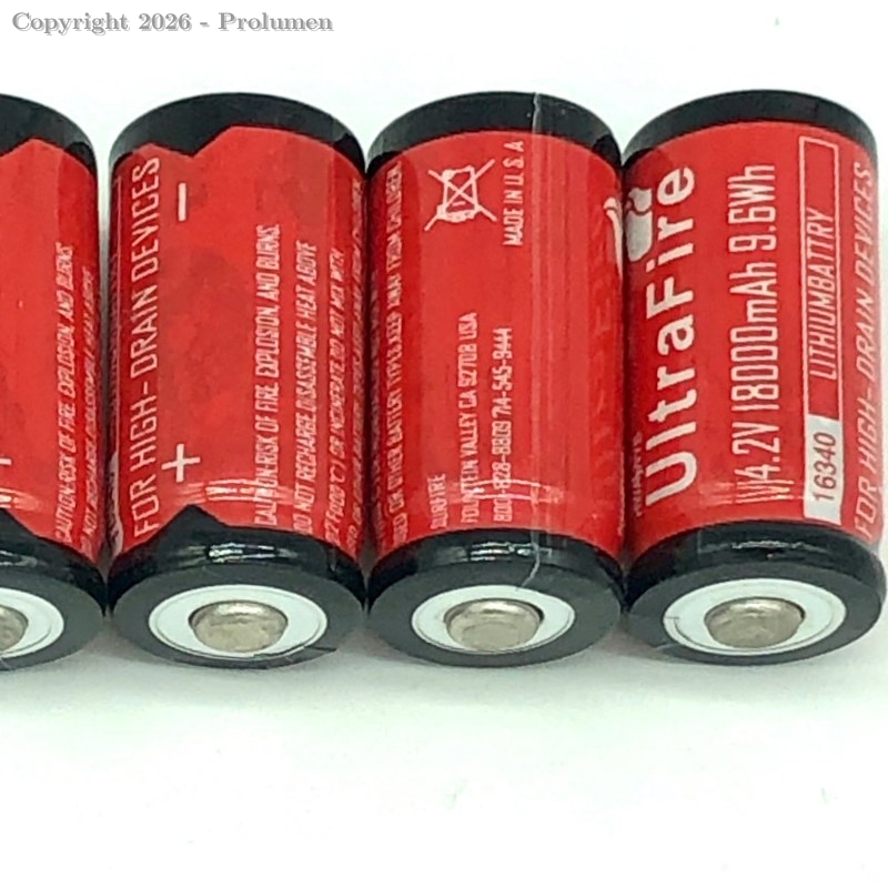 Bateria ICR17335 CR123A recarregável 16340