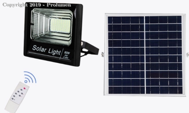 Luminária / Refletor Solar fotovoltaica 60 W - 7200 lumens