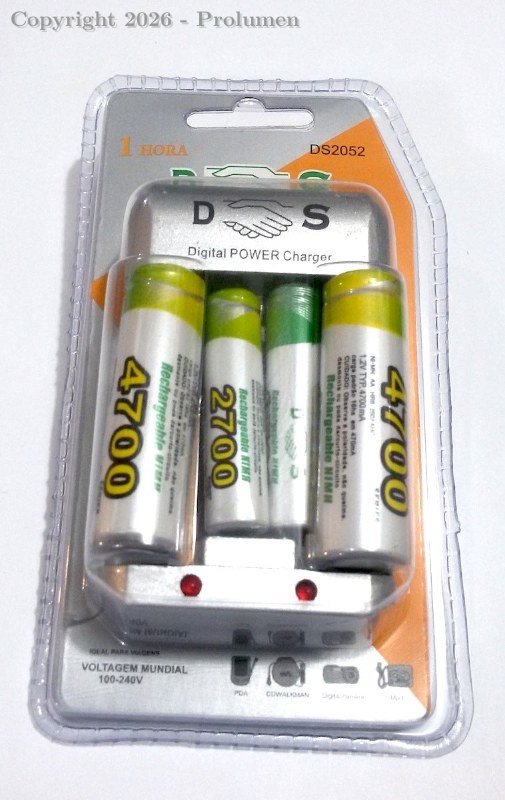 Kit Carregador 2 2 pilhas 2A e 2 3A