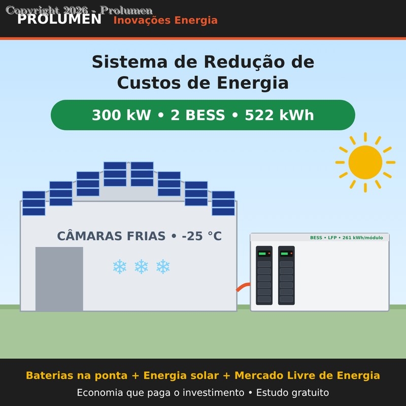 Sistema de Redução de Custos de Energia 300 kW – 2 BESS (522 kWh)