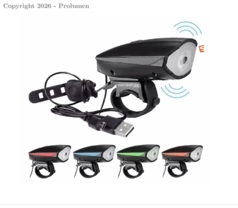 Farol Led De Bike, buzina Recarregável Usb Com Buzina 140db Ip65